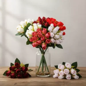 Ramo Pimpollo Rosa Artif X 12 Flor Individ. Novia Centro Mes