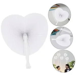 Pack X 12 Abanicos Corazon Papel Blanco Mano Boda Fiesta