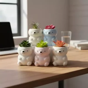 Maceta Suculenta Planta Artificial Oso Deco Oficina Home