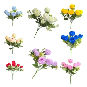 Ramo Rosa Artificial Con 6 Flores Decoracion Eventos 31cm