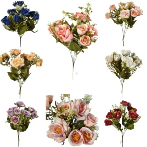 Ramo Rosa Artificial Trae 3 Rosas Y 6pimpollos 1610