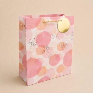 BOLSA DE CARTON ESTAMPADA ROSADAS GRANDE