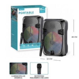 PARLANTE BLUETOOTH RGB 12" CON MICROFONO 48CM ALTO X 32CM ANCHO