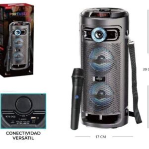 PARLANTE BLUETOOTH KARAOKE 4X2 CON MICROFONO 39CM ALTO X 17CM ANCHO