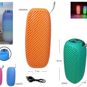 PARLANTE BLUETOOTH FM/MP3 VARIOS COLORES 18CM ALTO X 7CM ANCHO