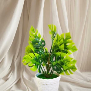 Planta Monstera Decorativa Artificial en Maceta Plastico Regalar 29cm Alto