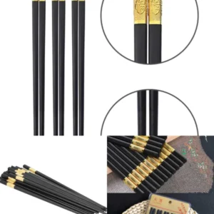 Palillos chinos Sushi reutilizables Metal Diseño Elegante x 5 pares