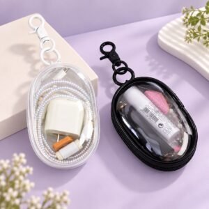 LLAVERO PORTA ACCESORIOS TRASNPARENTE B/N